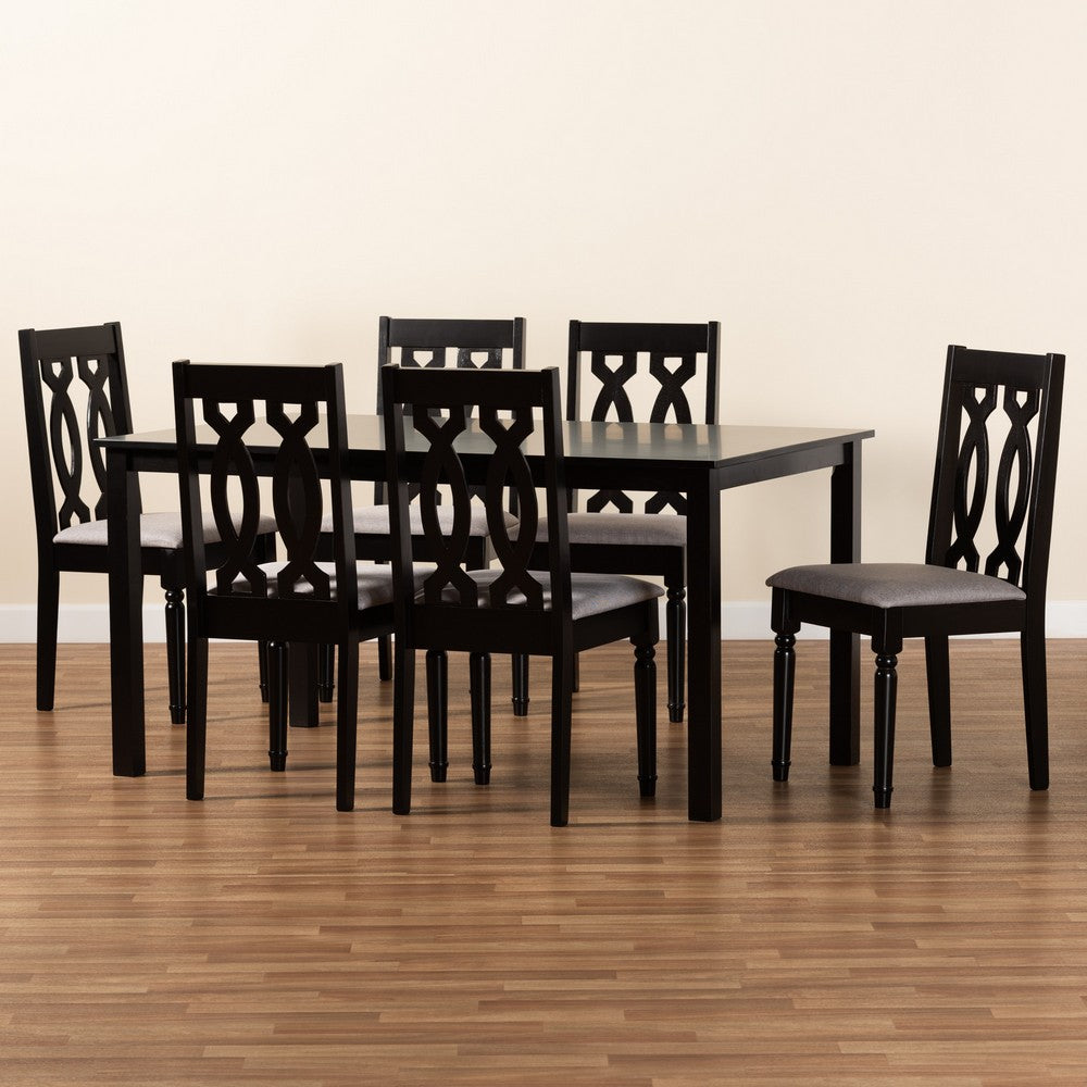 Baxton Studio - Cherese Dining Set in Grey/Dark Brown - RH334C-Grey/Dark Brown-7PC Dining Set view 8