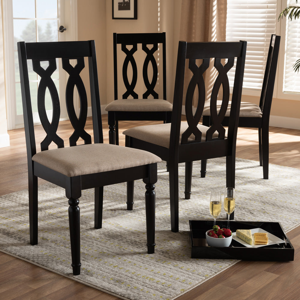 Baxton Studio - Cherese Set of 4 Dining Chairs in Sand/Espresso - RH334C-Sand/Dark Brown-DC-4PK view 5