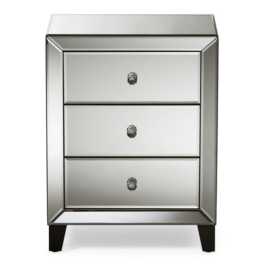 Baxton Studio - Chevron End Table in "Silver" Mirrored - RS1155 view 2