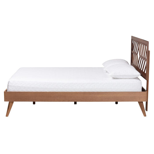 Baxton Studio - Chinedu Queen Size Bed in Ash Walnut - Chinedu-Ash Walnut-Queen view 2