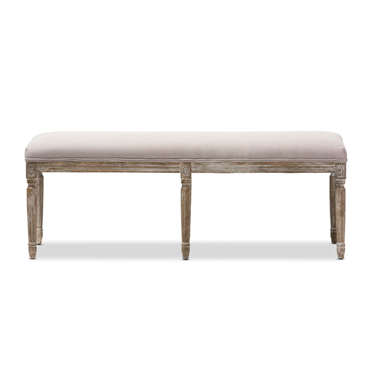 Baxton Studio - Clairette Bench in Beige - TSF-9303-Beige-OTTO view 2