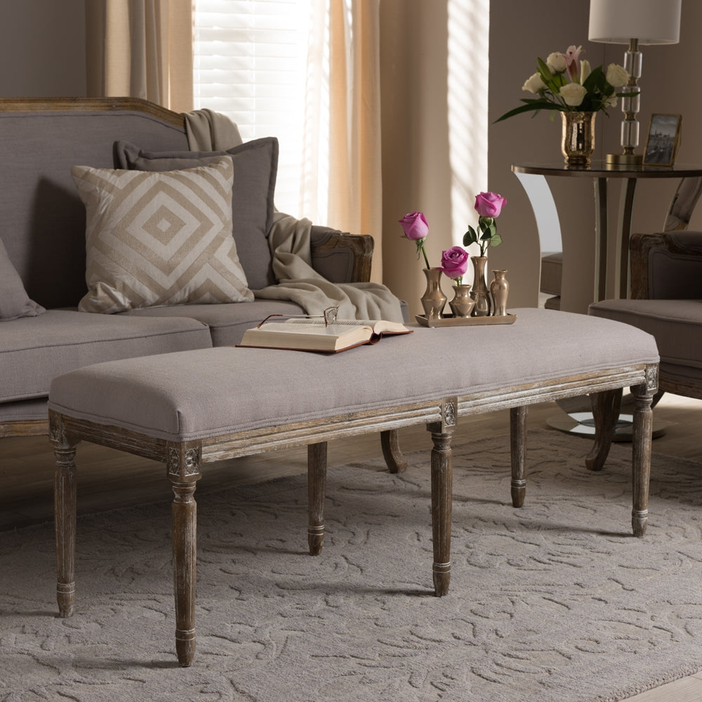 Baxton Studio - Clairette Bench in Beige - TSF-9303-Beige-OTTO view 6