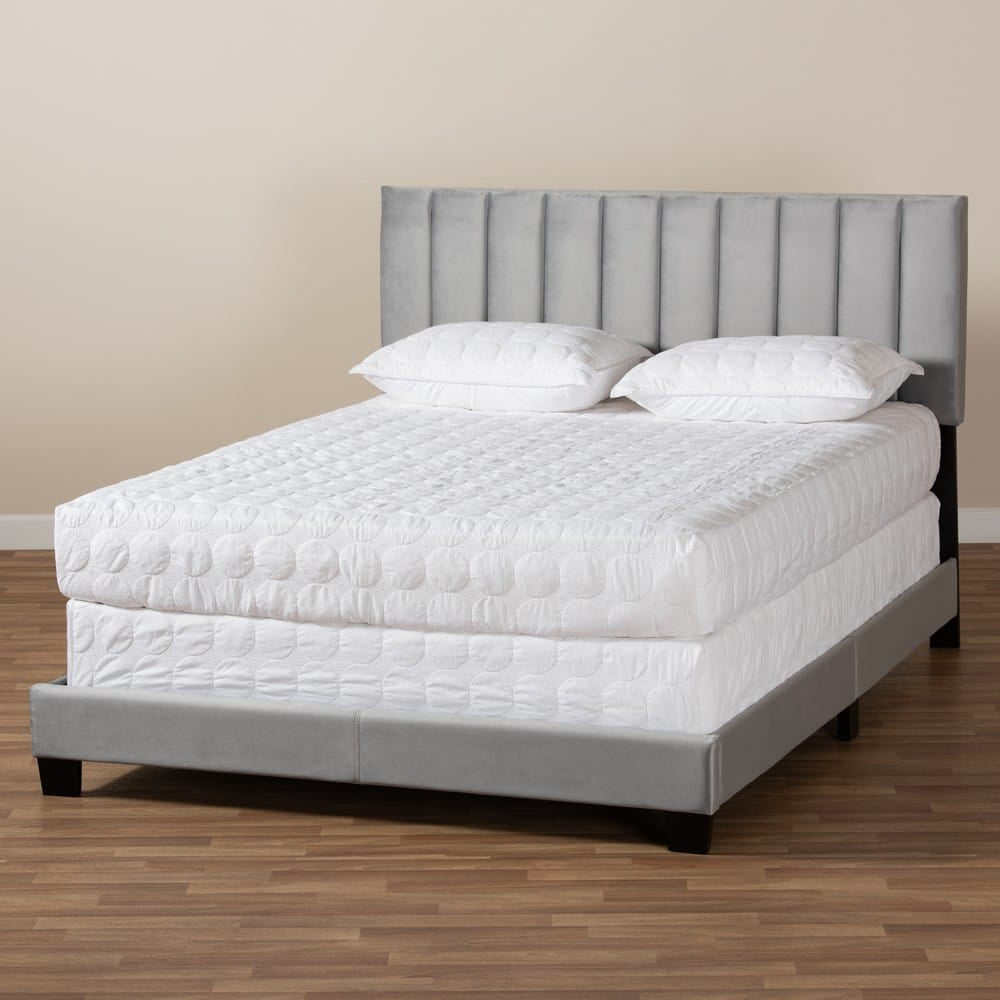 Baxton Studio - Clare King Size Bed in Grey/Black - CF8747X-Grey Velvet-King view 7