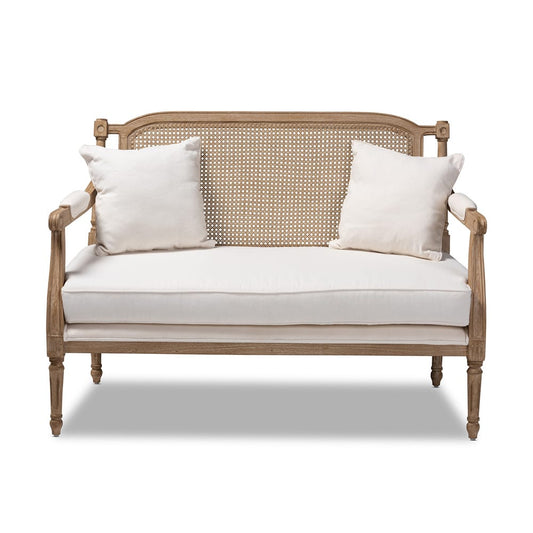 Baxton Studio - Clemence Loveseat in Ivory/Oak - ASS1038-LS view 2
