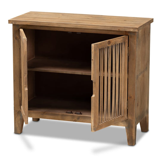Baxton Studio - Clement Storage Cabinet in Brown - LD19A005-Medium Oak-Cabinet view 2