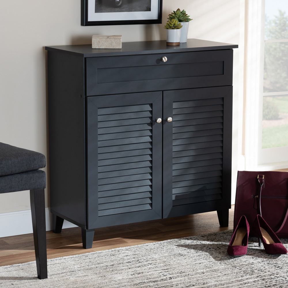 Baxton Studio - Coolidge Shoe Cabinet in Gray - FP-02LV-Dark Grey view 9