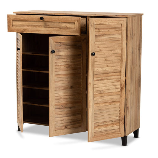 Baxton Studio - Coolidge Shoe Cabinet in Oak Brown/Black - FP-05LV-Wotan Oak view 2