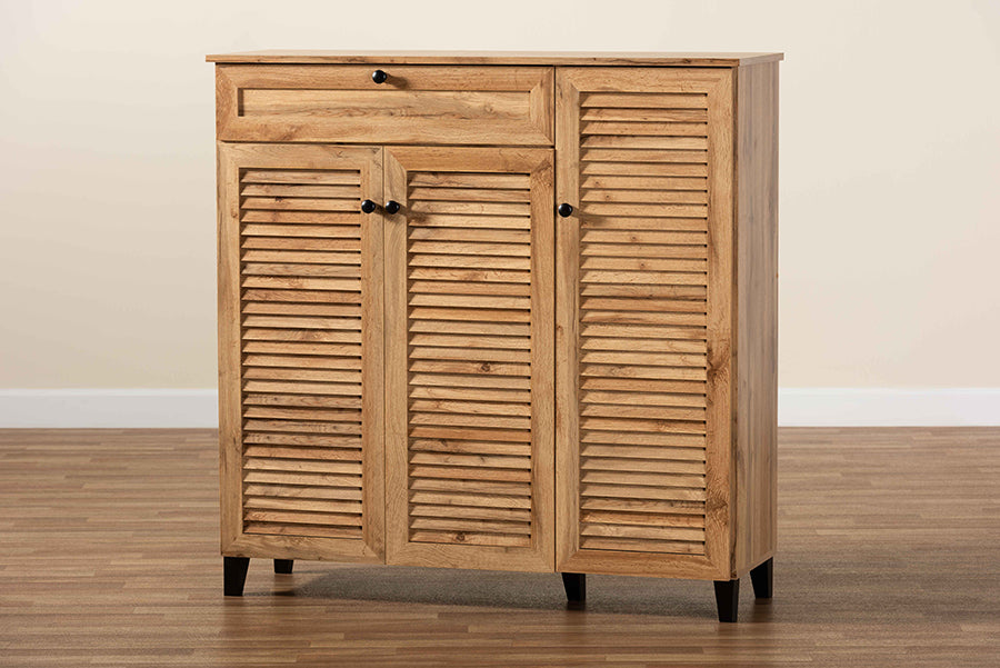 Baxton Studio - Coolidge Shoe Cabinet in Oak Brown/Black - FP-05LV-Wotan Oak view 10