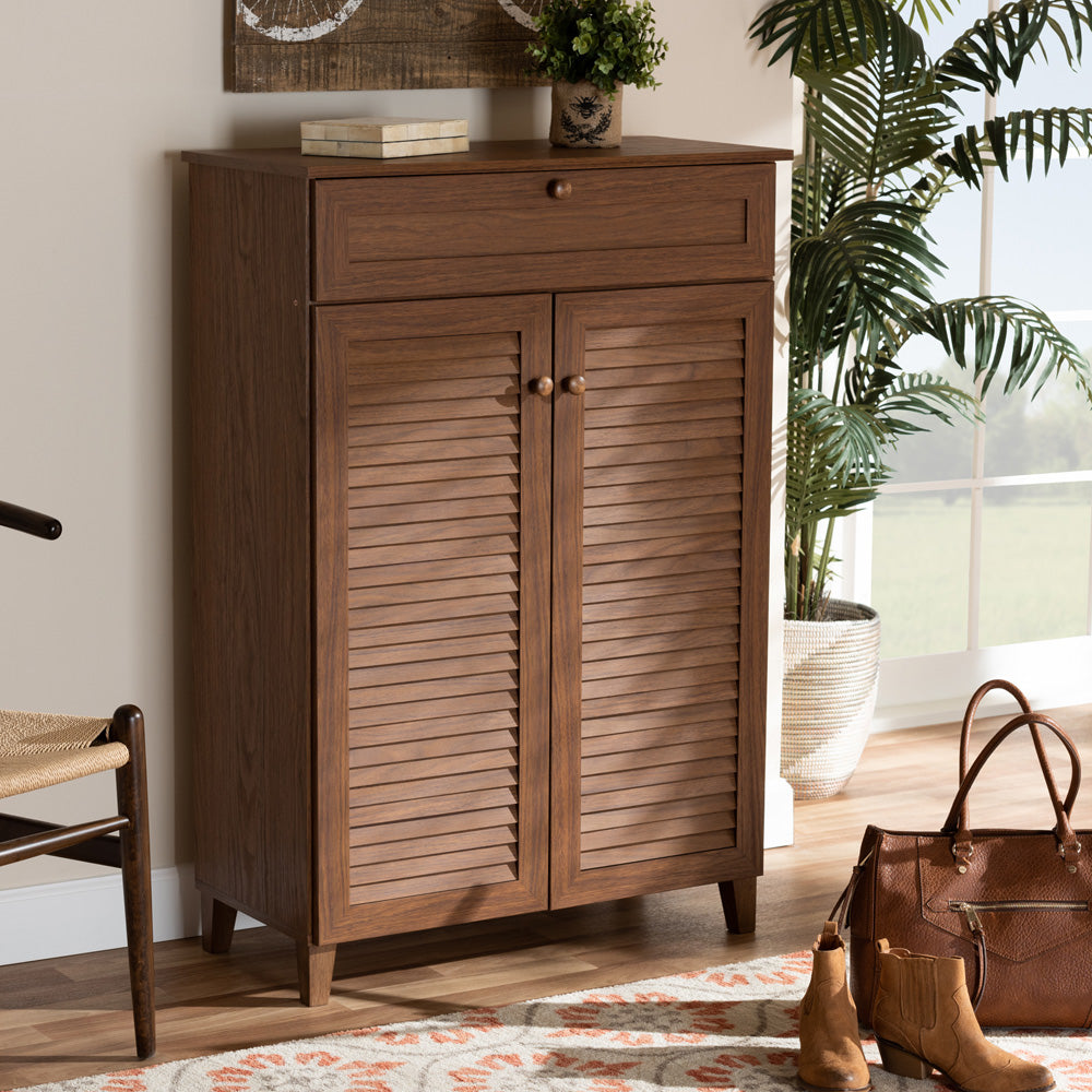 Baxton Studio - Coolidge Shoe Cabinet in Walnut - FP-03LV-Walnut view 9