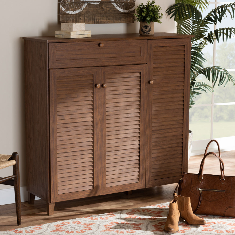 Baxton Studio - Coolidge Shoe Cabinet in Walnut - FP-05LV-Walnut view 9