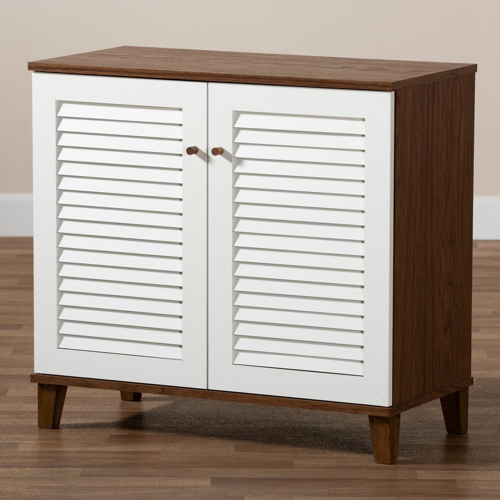 Baxton Studio - Coolidge Shoe Cabinet in White/Walnut - FP-01LV-Walnut/White view 9