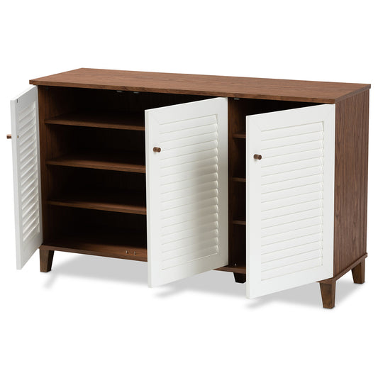 Baxton Studio - Coolidge Shoe Cabinet in White/Walnut - FP-04LV-Walnut/White view 2