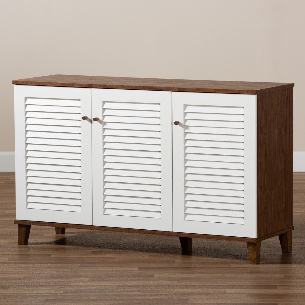 Baxton Studio - Coolidge Shoe Cabinet in White/Walnut - FP-04LV-Walnut/White view 9