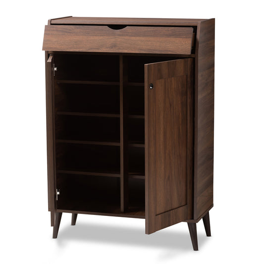 Baxton Studio - Cormier Shoe Cabinet in Walnut - SESC7003-Columbia-Shoe Cabinet view 2