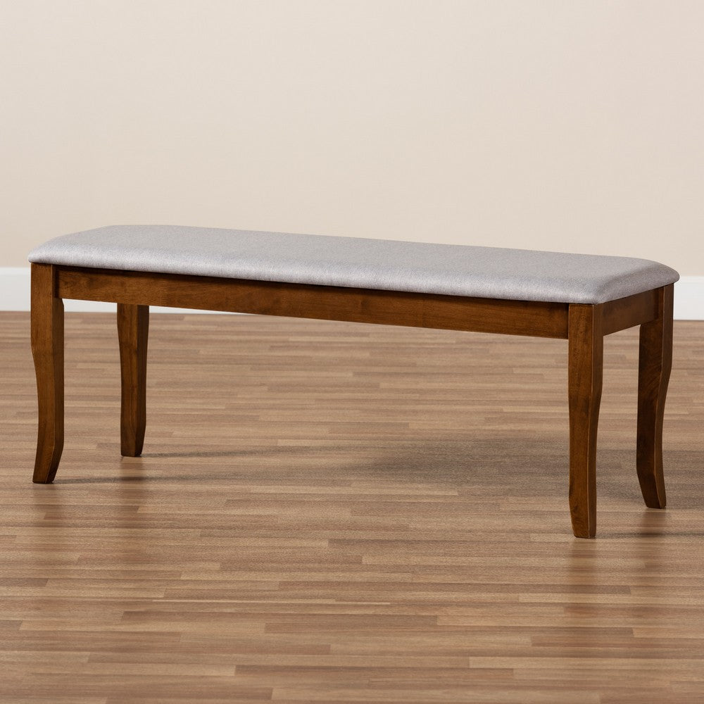 Baxton Studio - Cornelie Dining Bench in Grey/Walnut - RH036-Grey/Walnut-Dining Bench view 6