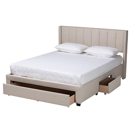 Baxton Studio - Coronado Queen Size Bed in Beige - CF 9270-B-Coronado-B-Beige-Queen view 2