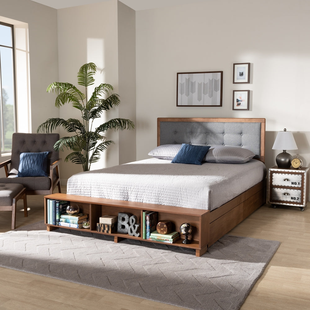 Baxton Studio - Cosma King Size Bed in Dark Grey/Ash Walnut - Cosma-Dark Grey/Ash Walnut-King view 10