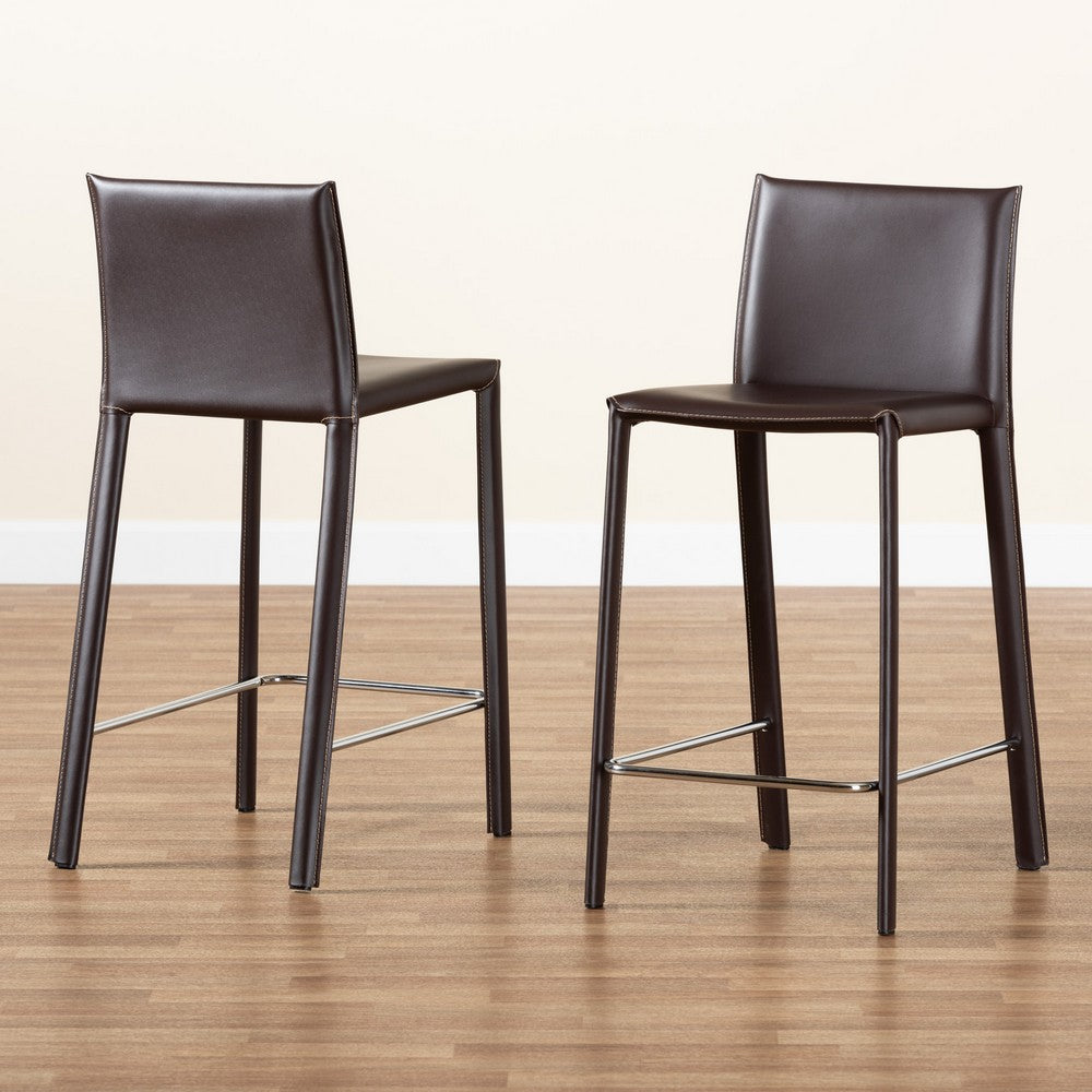 Baxton Studio - Crawford Set of 2 Bar Stools in Brown - ALC-1822A-65 Brown view 8