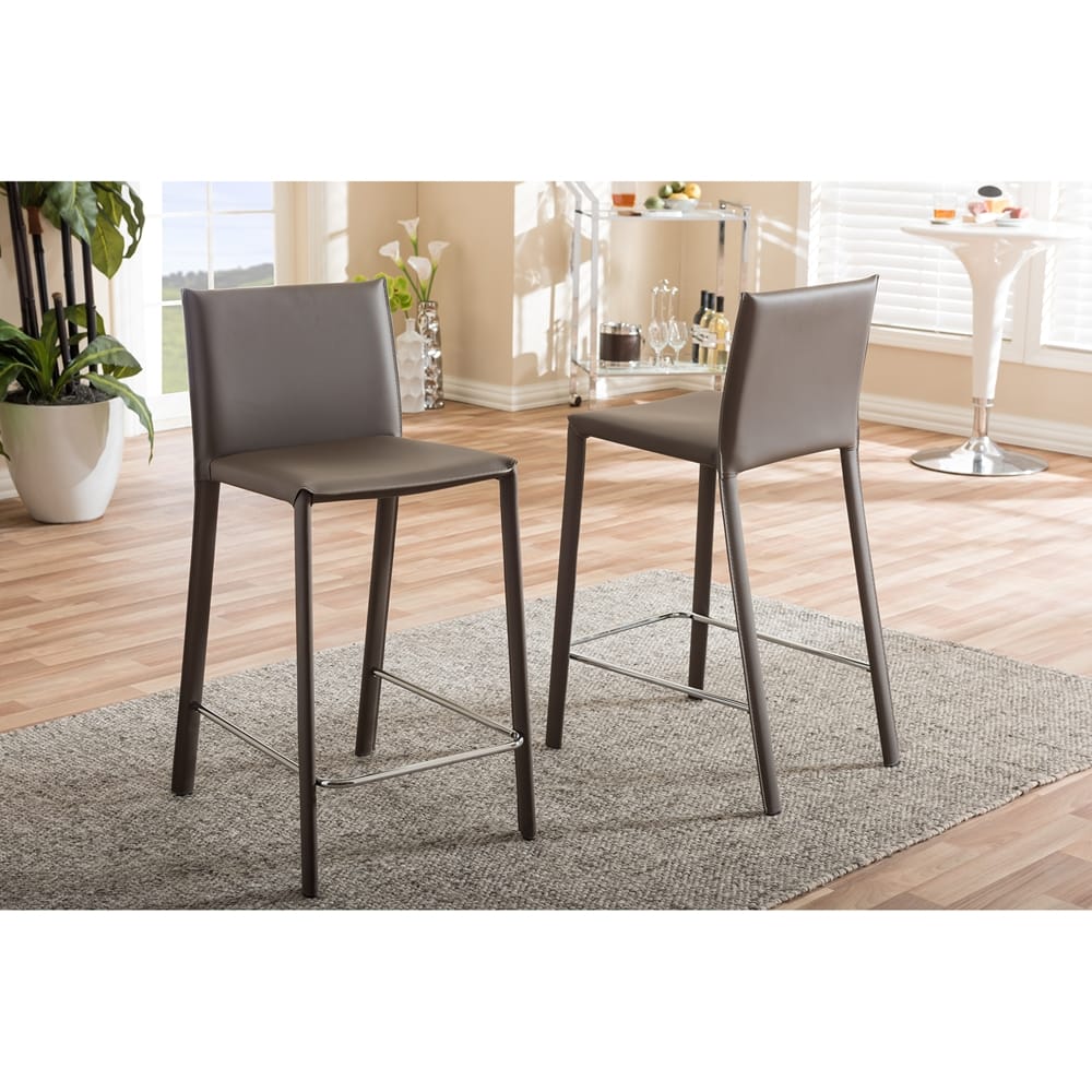 Baxton Studio - Crawford Set of 2 Bar Stools in Taupe - ALC-1822A-65-Taupe view 4