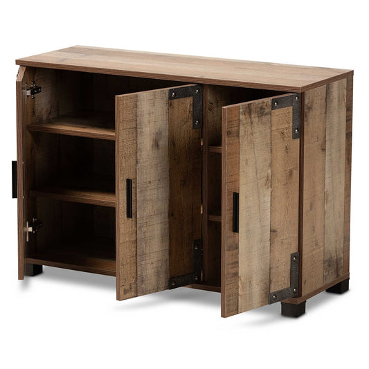 Baxton Studio - Cyrille Shoe Cabinet in Brown - ID-SC002-Yosemile Oak-Shoe Rack view 2