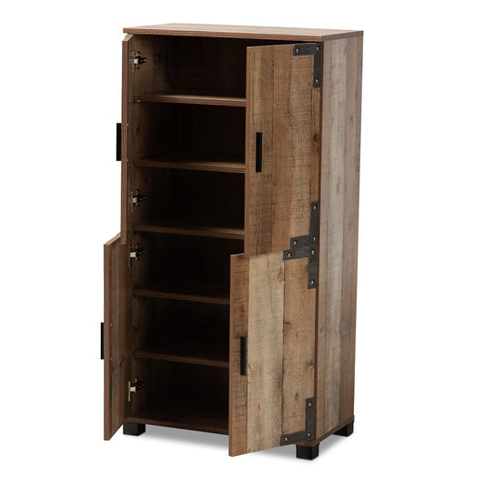 Baxton Studio - Cyrille Shoe Cabinet in Brown - ID-SC003-Yosemile Oak-Shoe Rack view 2