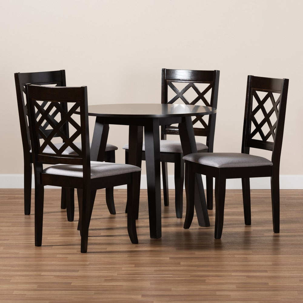 Baxton Studio - Daisy Dining Set in Grey/Dark Brown - Daisy-Grey/Dark Brown-5PC Dining Set view 8
