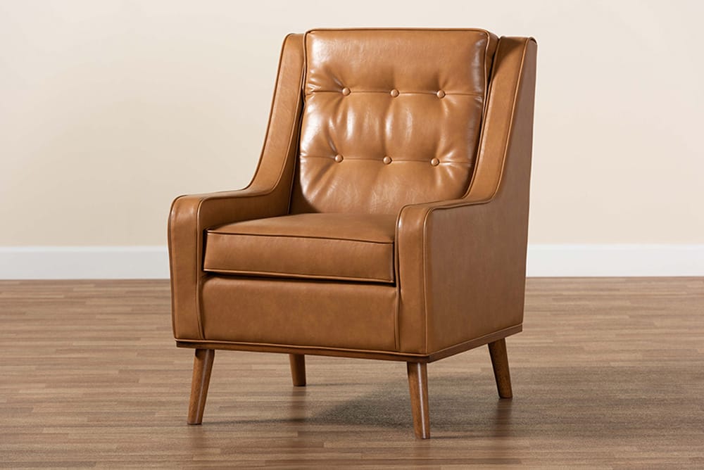 Baxton Studio - Daley Chair - BBT8056-Tan PU/Walnut-CC view 9