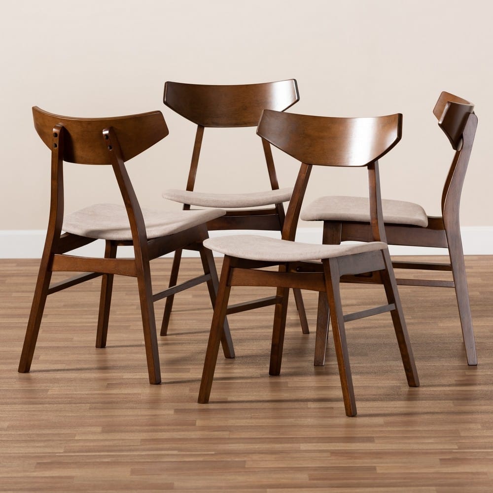 Baxton Studio - Danica Set of 4 Dining Chairs in Light Beige/Walnut Brown - Danica-Latte/Walnut-DC view 5