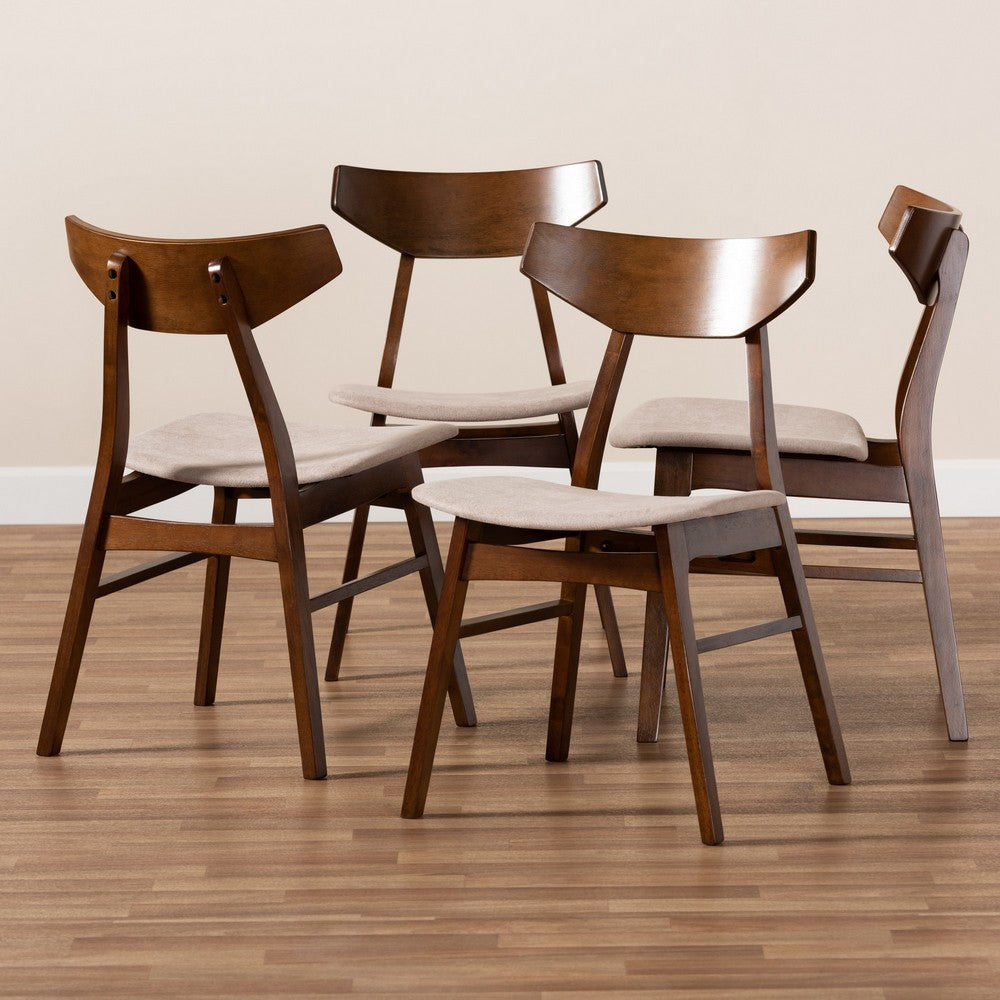 Baxton Studio - Danica Set of 4 Dining Chairs in Light Beige/Walnut Brown - Danica-Latte/Walnut-DC view 5