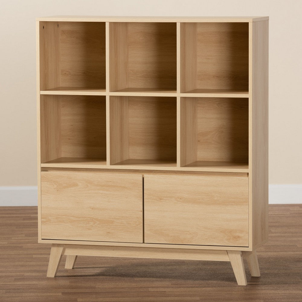 Baxton Studio - Danina Bookcase in Oak Brown - LCF20211236-Pine Bookshelf view 9