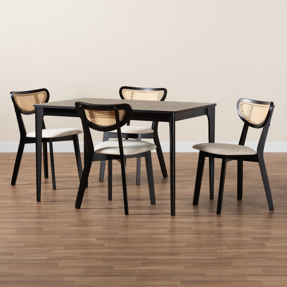 Baxton Studio - Dannell Dining Set in Cream/Black/Light Brown - CS003C-Black/Cream-5PC Dining Set view 9