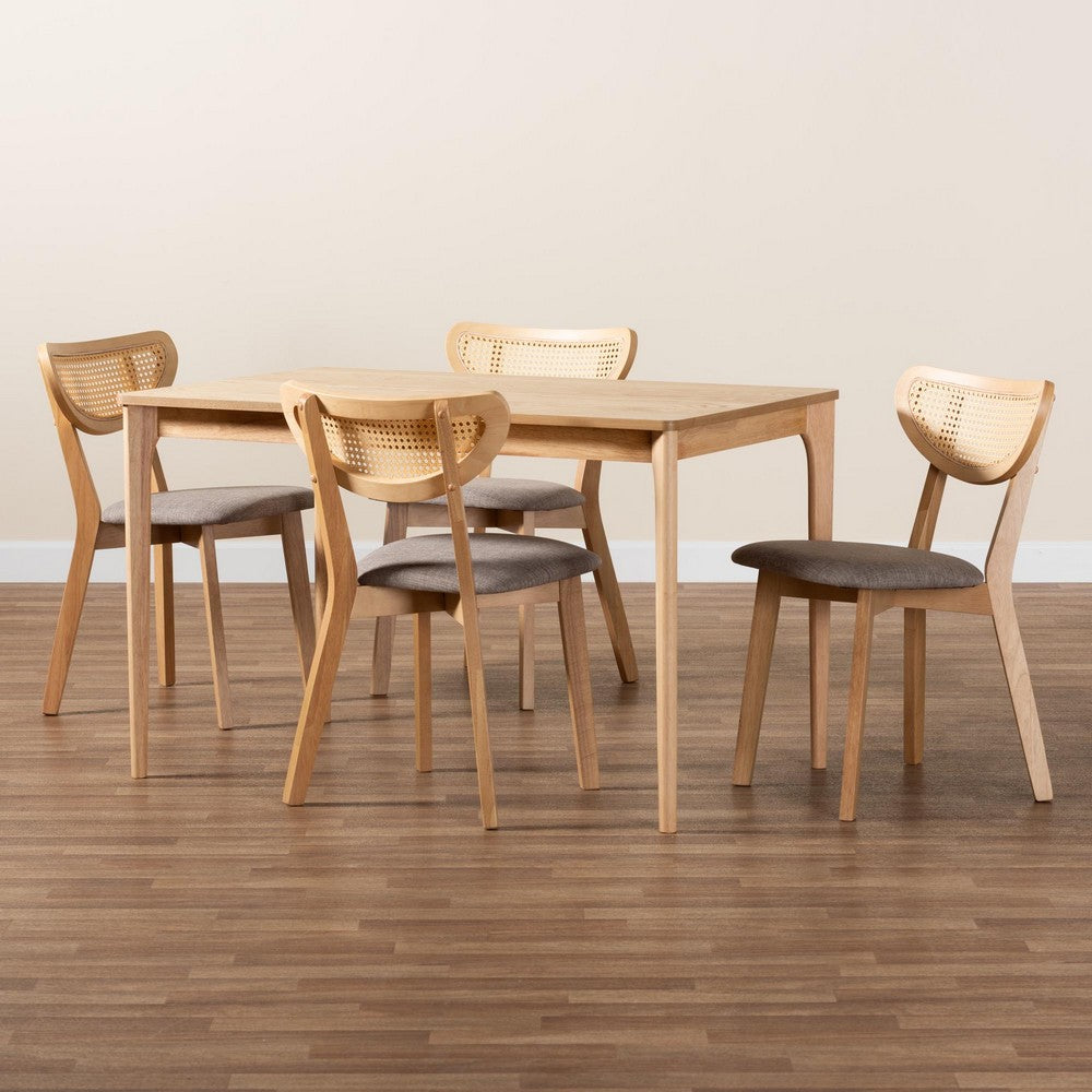Baxton Studio - Dannell Dining Set in Grey/Natural Oak/Light Brown - CS003C-Natural Oak/Light Grey-5PC Dining Set view 9