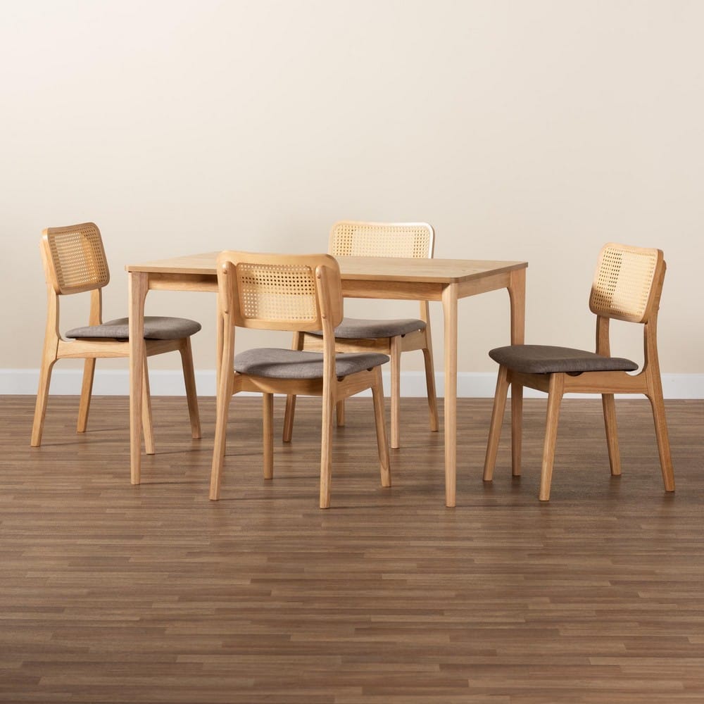 Baxton Studio - DanNon Dining Set in Grey/Natural Oak/Light Brown - CS001C-Natural Oak/Light Grey-5PC Dining Set view 9