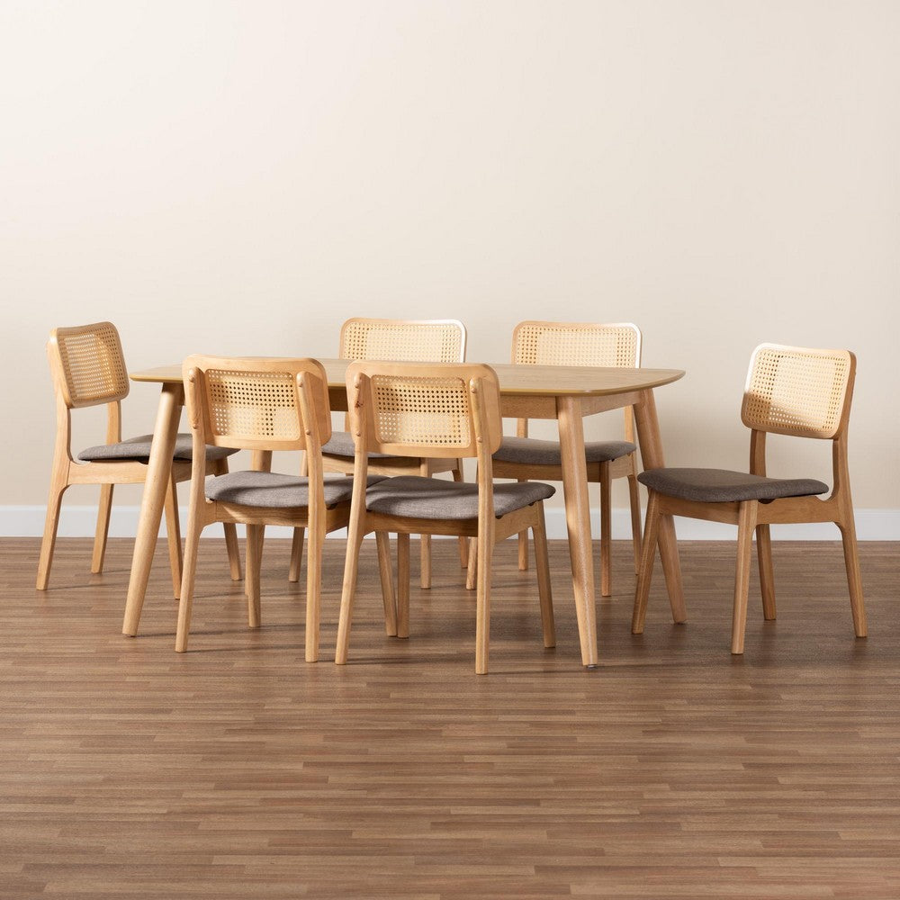 Baxton Studio - DanNon Dining Set in Grey/Natural Oak/Light Brown - CS001C-Natural Oak/Light Grey-7PC Dining Set view 9