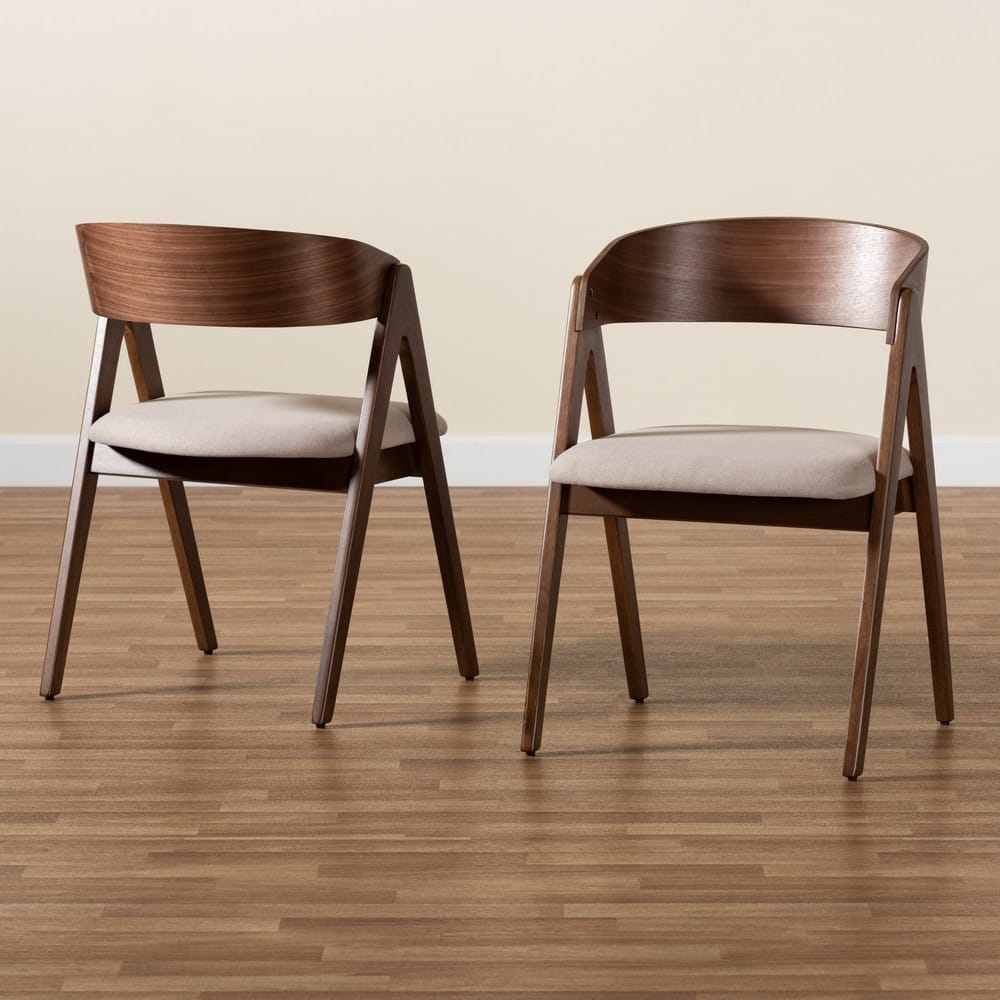 Baxton Studio - Danton Set of 2 Dining Chairs in Beige/Walnut Brown - WM1900B-Latte/Walnut-DC view 8