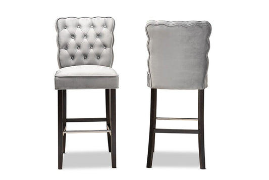 Baxton Studio - Daphne Barstool Set of 2 - BBT5409B-Dark Grey/Wenge-BS view 2