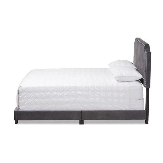Baxton Studio - Darcy Full Size Bed in Dark Grey - Darcy-Grey-Full view 2