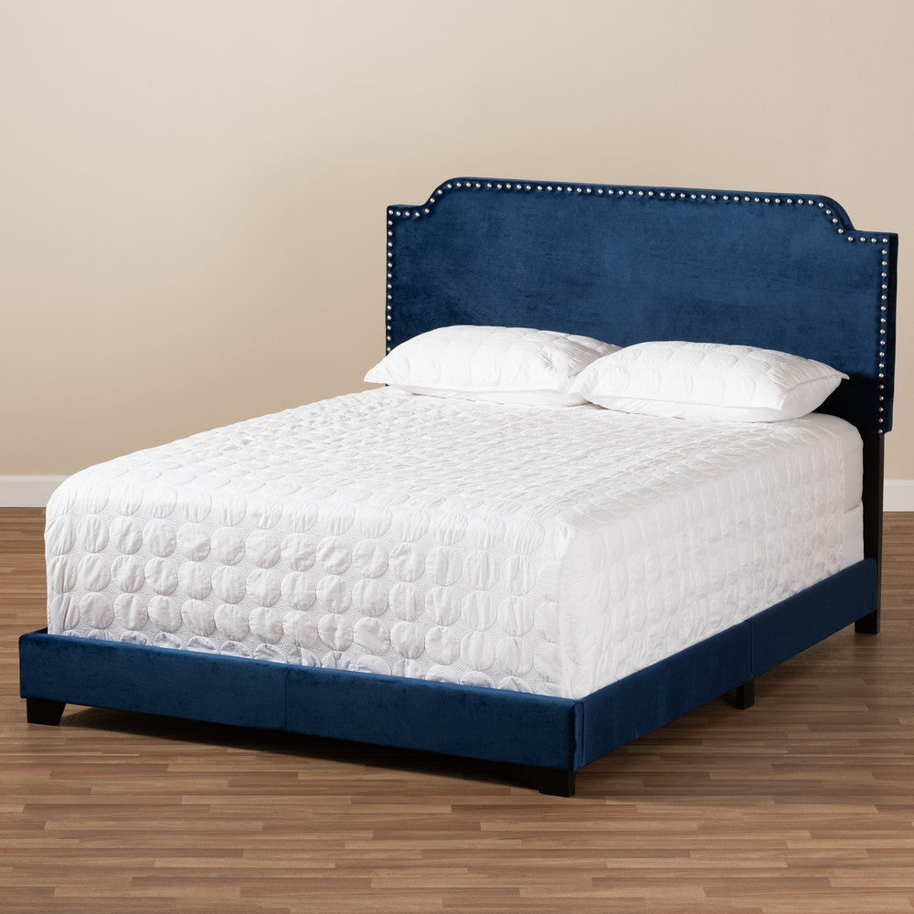 Baxton Studio - Darcy King Size Bed in Navy Blue - Darcy-Navy-King view 7