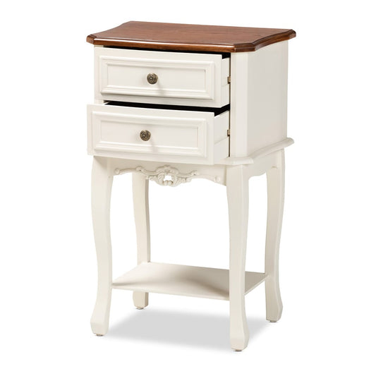 Baxton Studio - Darla End Table in White/Cherry Brown - JY-132041-2DW ET view 2