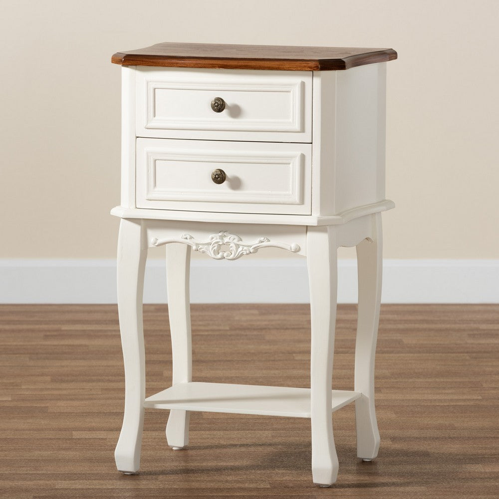 Baxton Studio - Darla End Table in White/Cherry Brown - JY-132041-2DW ET view 7