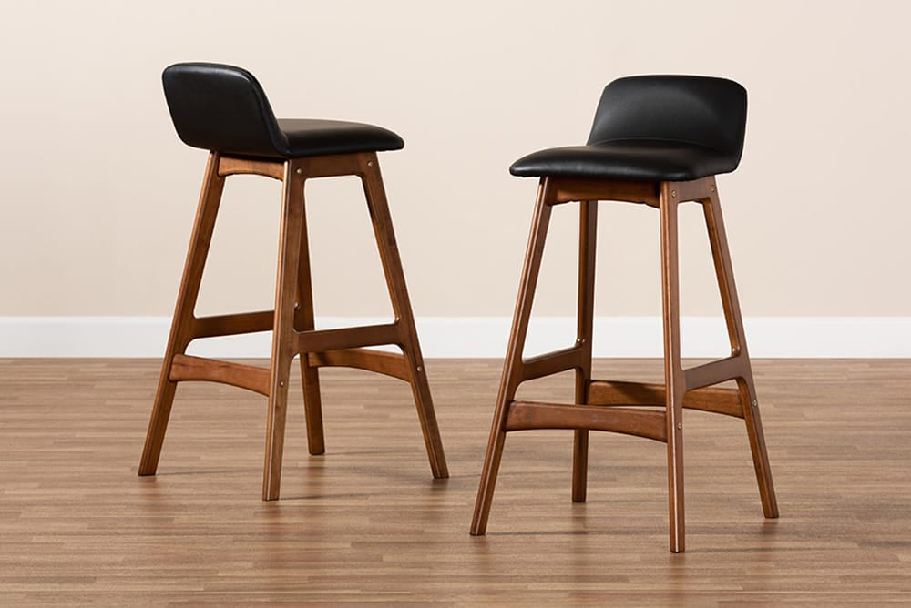 Baxton Studio - Darrin Barstool Set of 2 - Hua-Black/Walnut-BS view 7