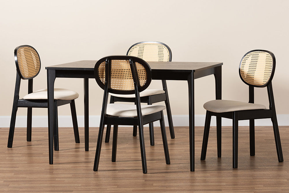 Baxton Studio - Darrion Dining Set - CS004C-Black/Cream-5PC Dining Set view 9