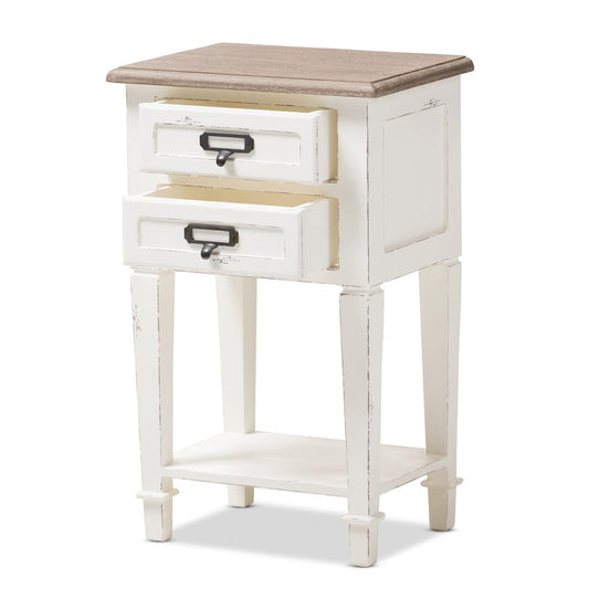 Baxton Studio - Dauphine Nightstand in White/Natural - CHR20VM/M B-C view 2