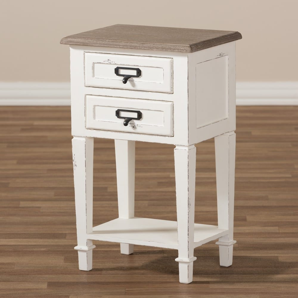 Baxton Studio - Dauphine Nightstand in White/Natural - CHR20VM/M B-C view 7