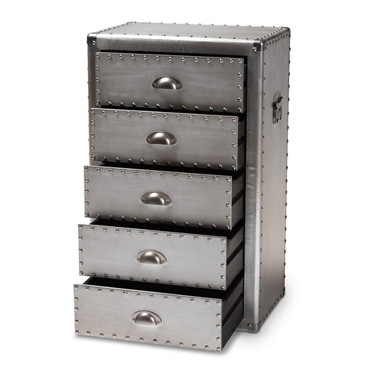 Baxton Studio - Davet Chest in Silver - JY17B167-Silver-Cabinet view 2