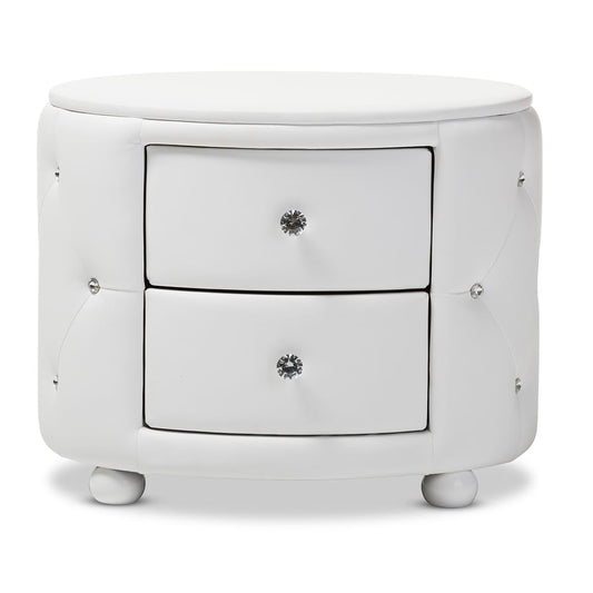 Baxton Studio - Davina Nightstand in White - BBT3119-White NS view 2