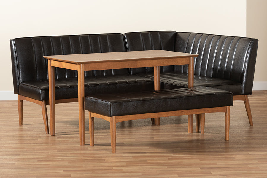 Baxton Studio - Daymond Dining Set in Dark Brown/Walnut Brown - BBT8051.12-Dark Brown/Walnut-4PC Dining Nook Set view 10