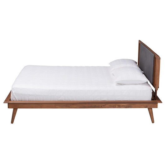 Baxton Studio - Delfina King Size Bed in Dark Grey/Walnut Brown - MG0005-1/0004-Rattan-King view 2
