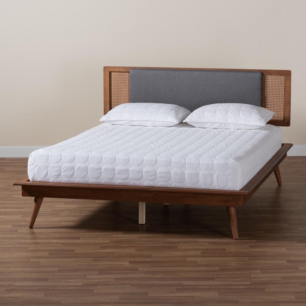 Baxton Studio - Delfina King Size Bed in Dark Grey/Walnut Brown - MG0005-1/0004-Rattan-King view 8