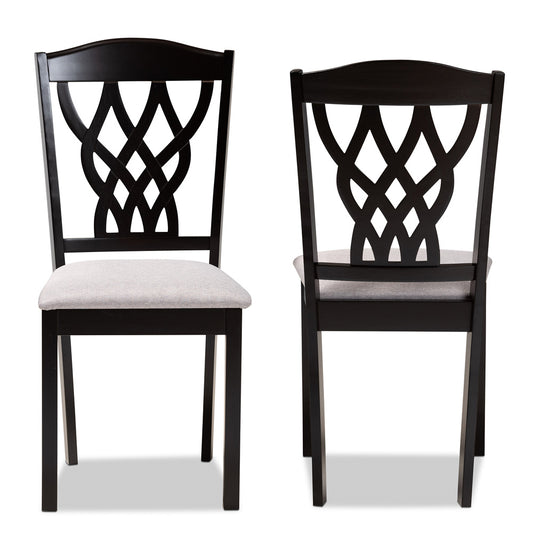 Baxton Studio - Delilah Set of 2 Dining Chairs in Grey/Dark brown - RH1017C-Grey/Dark Brown-DC-2PK view 2